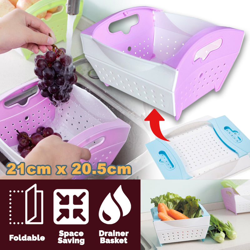 idrop Foldable Fruit & Vegetable Basket and Drainer / Bakul Basuh Buah Boleh Dilipat