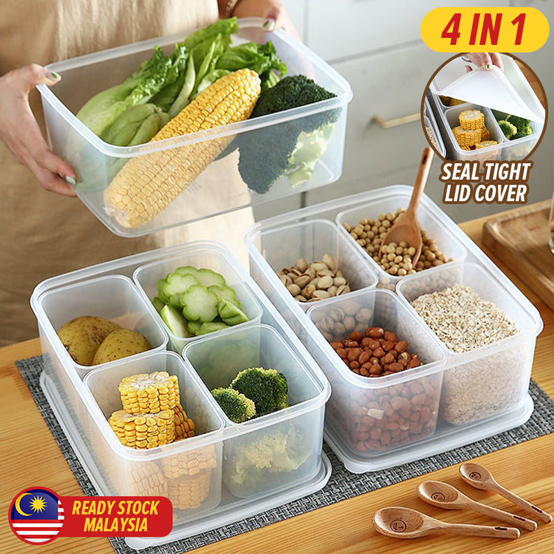 idrop [ 4 IN 1 ] Food Storage Fresh Keeping Box Container / Kotak Bekas Simpanan Makanan / 保鲜盒中款
