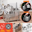 idrop Kitchen Chopstick & Utensil Tableware Storage Drain Rack SUS304 Stainless Steel / Rak Keluli Tahan Karat Untuk Sudu garpu dan Penyepit Makanan / 304 精美加厚多用厨房筷笼方形套装