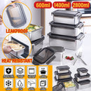 idrop [ 600ml + 1400ml + 2800ml ] SUS316 Stainless Steel Antibacterial Rectangle Food Container Food Grade Heat Resistant Lunch Box / Bekas Makanan Keluli Tahan Karat Tahan Panas / 316材质抗菌不锈钢2件套保鲜盒长方形(600ML+1400ML + 2800ml)