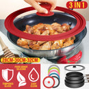 idrop [ 3 IN 1 ] 28-30-32CM Silicone & Tempered Glass Pot Lid Cover / Penutup Kaca & Silikon Periuk 3 Saiz / 【三合一】28-30-32CM硅胶钢化玻璃锅盖