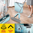 idrop Water Absorbent Double Fold Sponge Mop with Bucket / Mop Pencuci Lantai Cepat Serap Air dengan Baldi / 吸水海绵拖把对折式挤水懒人地拖布家用胶棉拖把头免手洗干湿两用