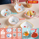 idrop  [ Round / Square ] Ceramic Side Dish Plate with Handle / Pinggan Piring Kecil Seramik Bulat atau Petak / 陶瓷碟 双嘴带柄陶瓷碟 / 陶瓷碟 方形带柄陶瓷碟