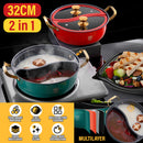 idrop [ 2 IN 1 ] Kitchen Mandarin Duck Hotpot Nonstick Maifan Stone Coating Stainless Steel 304  / Periuk Hot Pot Tidak Lekat Dua Dalam Satu / 32CM一体成型二味鸳鸯火锅304材 彩色