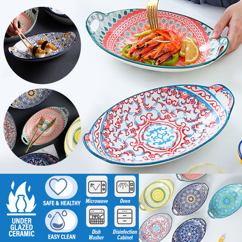 idrop Double Ear Ceramic Baking Tray / Dulang Makan Seramik / 陶瓷烤盘