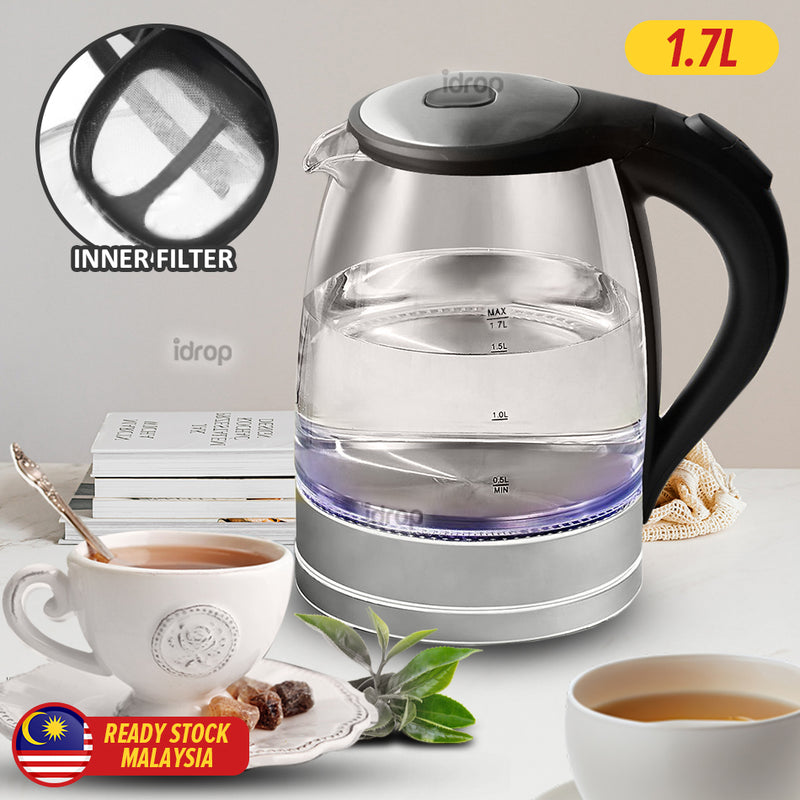 idrop [ 1.7L ] Glass Electric Kettle 1850W / Cerek Air Kaca Elektrik 1700ml / 【1.7L】玻璃电热水壶1850W