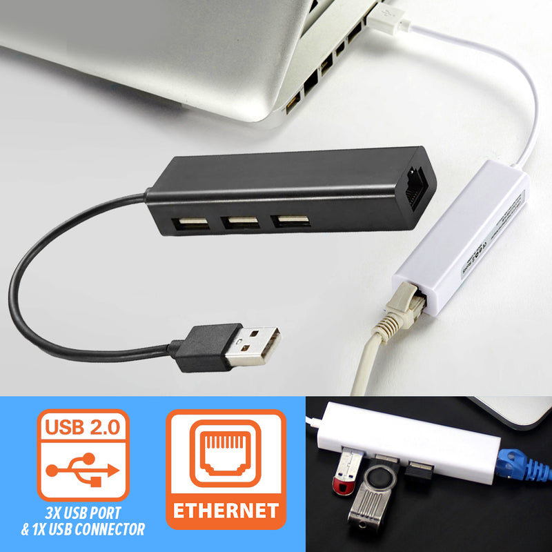 idrop 1 Port USB Ethernet Cable & 3 USB 2.0 Port Cable Hub
