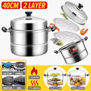 idrop [ 40CM ] 2 Layer Stainless Steel Steamer Cooker / Periuk Kuali Masak Stim / 40CM加厚双碟蒸锅(正利)
