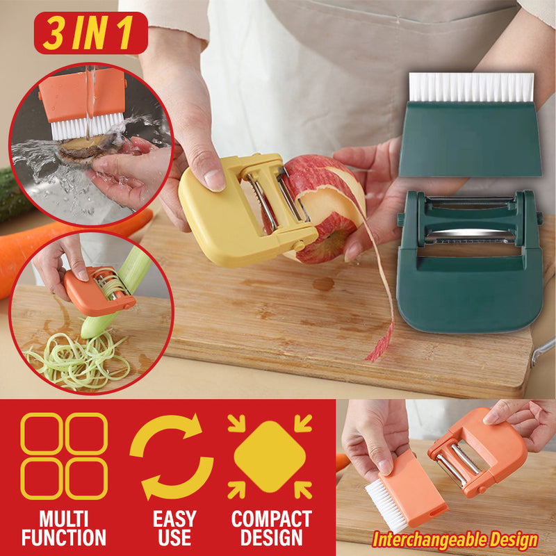 idrop [ 3 IN 1 ] Multifunction Kitchen Scrubber Slicer & Shredder / Alat Dapur Penghiris Pemotong Pencuci Pelbagai Guna / 瓜刨带刷子(刨刀)