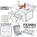 idrop Foldable Aluminium Table with 4 Stools Outdoor Set