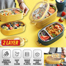 idrop [ 2 LAYER ] Portable Compact Lunch Box with Removable Stainless Steel Inner Food Tray [ 1550ml ]