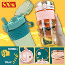 idrop [ 500ml ] 2 IN 1 Flip Cover Portable Drinking Cup Bottle with Straw