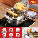 idrop [ 24CM ] Japanese Style Tempura Fryer Stainless Steel Frying Pot / Periuk Memasak Menggoreng Tempura / 24CM不锈钢复底油炸锅(201)