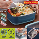 idrop [ 820ml + 1400ml ] SUS304 Stainless Steel Rectangular Fresh Keeping Food Contain / Bekas Penyimpanan Makanan / SUS304不锈钢长方形保鲜食品容器