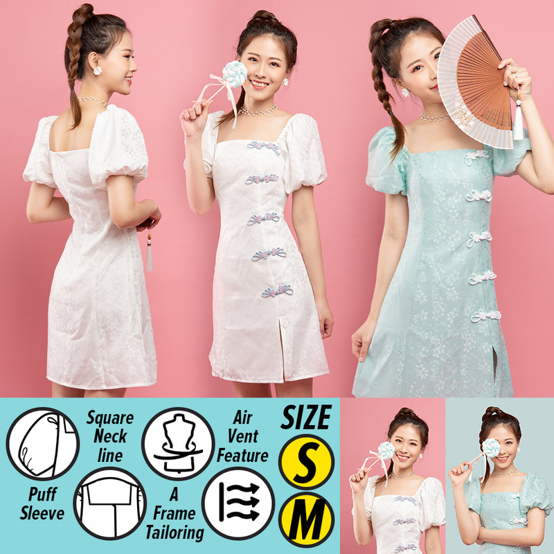 idrop Playful Puff Sleeve Cheongsam / Baju Cheongsam Lengan Kembang / 俏皮泡泡袖旗袍