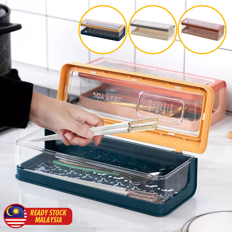 idrop Plastic Portable Cutlery Utensil Tableware Box / Kotak Bekas Penyimpanan Sudu Garpu Perkakas Dapur / 塑料便携餐具盒(锦菲悦)