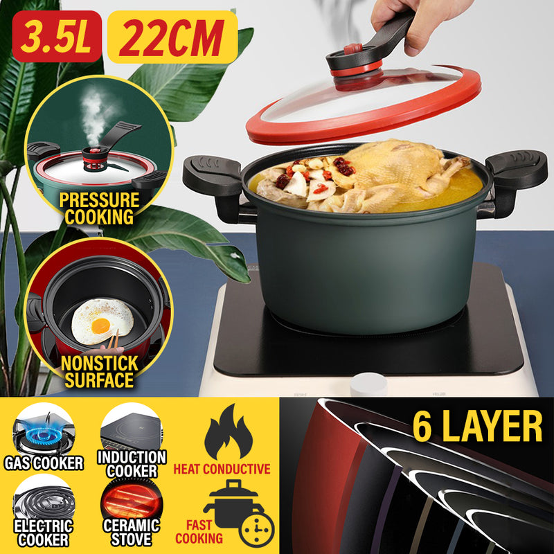 idrop [ 3.5L ] 22CM Totipotent Pot Micro Pressure Cooker / Periuk Memasak Tekanan Mikro / 22CM微压料理锅(3.5L)(微压锅 )