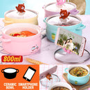 idrop [ 800ml ] 15CM Ceramic Noodle Bowl with Lid Cover Smartphone Holder / Mangkuk Mee Seramik 15CM dengan Penutup Kaca / 萌趣手机支架陶瓷面碗(15CM)