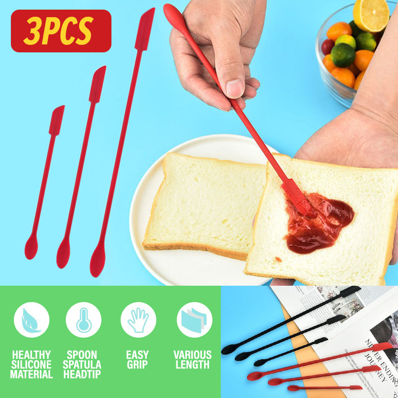 idrop [ 3PCS ] Silicone Mini Spatula Spoon Set / Sudu Spatula Kecil / 迷你硅胶刮刀勺三件套 (15.5+23.5+30.5CM)