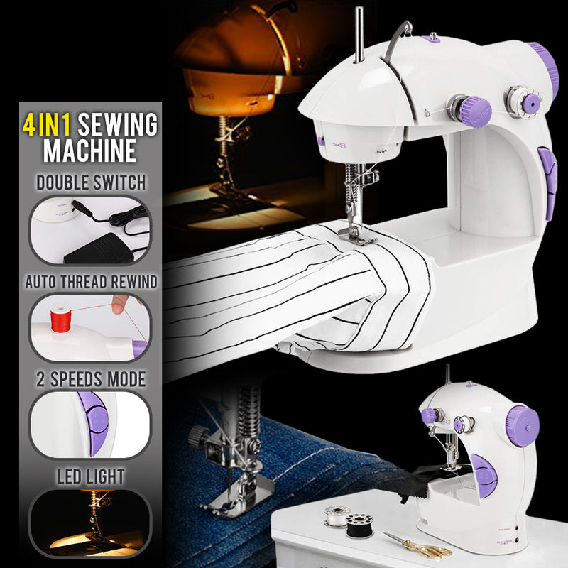 idrop  4 IN 1 Portable Mini Dual Speed Automatic Thread rewind Sewing Machine with LED Light