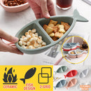 idrop [ 2 Grid ] Fish Shape Design Ceramic Plate / Pinggan Seramik Bentuk Ikan / 陶瓷碟鱼形分格陶瓷碟(2格)23*11CM