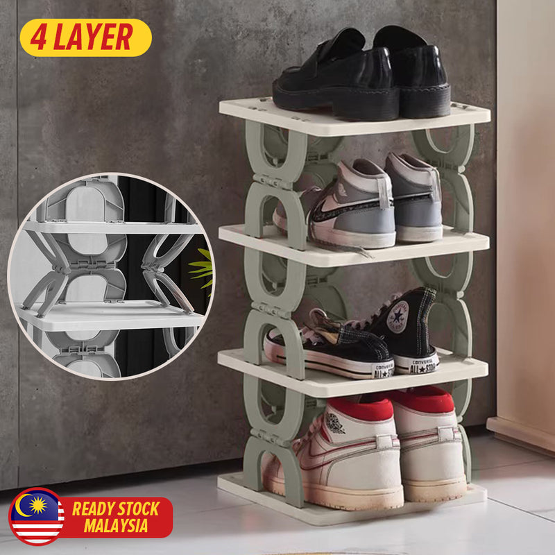 idrop [ 4 LAYER ] Folding Shoe Rack / Rak Kasut Senang Lipat Empat Lapisan / 四层折叠鞋架彩盒包装