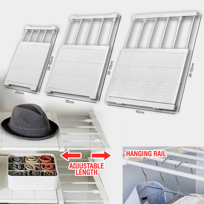 idrop Multifunction Wardrobe Cabinet Adjustable Length Storage Shelf Rack