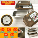 idrop [ 3PCS SET ] SUS316 Stainless Steel Lunch Box [ 600ml / 1200ml / 2000ml ] Rectangular Bento with Sealed Lid Cover / Bekas Makanan Keluli Tahan Karat 3 Set / 日式扁长形316不锈钢保鲜盒三件套(2000/1200/600ML)