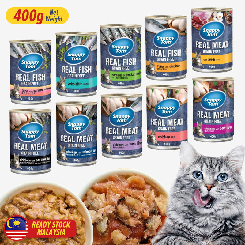 idrop [ 400g ] Snappy Tom Canned Food ( Pet Cat Wet Food ) / Makanan Basah Tin Kucing Haiwan Peliharaan / [ 400g ] 罐头食品（宠物猫湿粮）