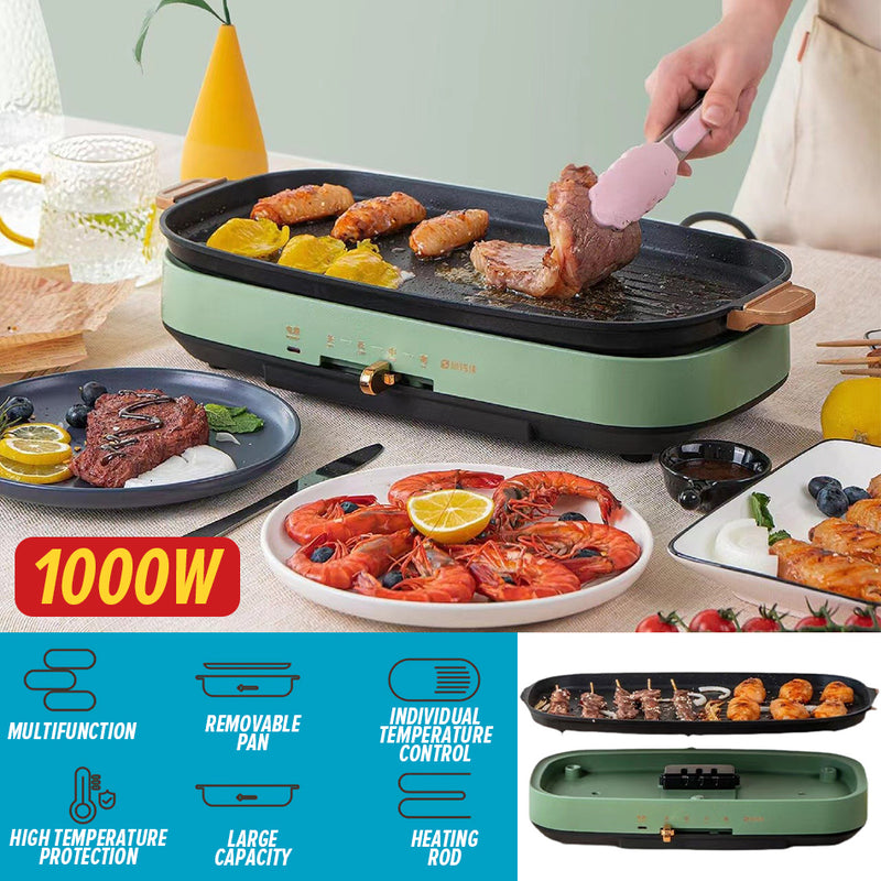 idrop 1000W Multifunction Electric Cooking BBQ Wok Grill / Gril Elektrik Memasak / 1000W多功能料理 锅(电烤盘)(39*19.5*2CM)(尚烤 佳SUNCOJIA)