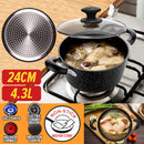 idrop [ 24CM ] 4.3L Maifan Stone Nonstick Aluminium Soup Pot With Glass Lid Cover / Periuk Mangkuk Masak / 24CM铝汤锅玻璃盖)