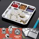 idrop [ 20cm x 21cm ] SUS304 Stainless Steel 4 Grid Compartment Korean Style Food Tray / Dulang Makanan Keluli Tahan karat / 20*21*2CM不锈钢四格韩式格盘(餐盘 )(304)