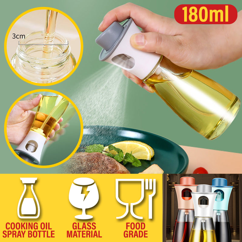 idrop [ 180ml ] Kitchen Cooking Oil Glass Spray Bottle / Bekas Botol Gelas Penyembur Minyak Masak / 180ML新款玻璃喷油瓶(混色)