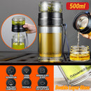 idrop [ 500ml ] 2IN1 Premium High Grade Glass Drinking Flask Tea Separation Bottle With SUS304 Stainless Filter / Botol Minuman Kaca 2 Dalam 1 Bersama Penapis Keluli Tahan Karat / 富光双层玻璃杯大容量茶水分离杯车载便携商务水杯