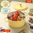 idrop [ 24CM ] Enamel Ceramic Saucepan Pot with Alloy Layer & Composite Bottom / Periuk Seramik Enamel / 24CM珐琅炖锅