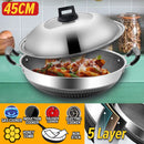 idrop [ 45CM ] Nonstick Honeycomb Kitchen Cooking Wok with Lid Cover / Kuali Masak Tidak Lekat & Penutup Kuali / 45CM双耳不粘炒锅(组合盖 )(304)(厨得乐GDL/COOKWARE)
