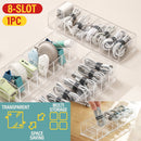 idrop [ 8 SLOT ] Table Desktop USB Data Cable & Accessory Storage Box / Kotak Penyimpanan Kabel USB & Aksesori / 塑料透明8格不带盖桌面数据线收纳盒(桌面数据线收纳神器)25*8.5*4.8CM