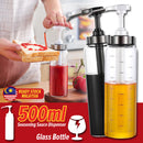 idrop 500ml Kitchen Seasoning Sauce Cooking Oil Glass Queeze Pressure Dispenser Bottle