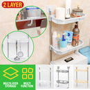 idrop [ 2 LAYER ] Multilayer Kitchen Bathroom Toilet Toiletry Utensil Item Storage Shelf Rack