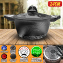 idrop [ 24CM ] Marble Stone Coated Casserole Soup Pot / Periuk Sup / 24CM汤锅(玻璃盖)