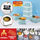 idrop [ 3 LAYER ] 14CM Stainless Steel Japanese Style Food Lunch Box / Bekas Makanan 3 Lapis / (三层)14CM日式保真空提篮(饭格)(方形 )(304)