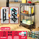 idrop 3 LAYER Foldable Portable Space Saving Kitchen Storage Tray Trolley Shelf