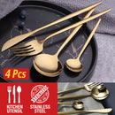 idrop 4PCS Golden Stainless Steel Kitchen Utensil Spoon Fork Knife Set