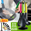 idrop 6PCS Kitchen Colorful Cooking Utensil Set 230°C Heat Resistant with Rotating Hang Stand