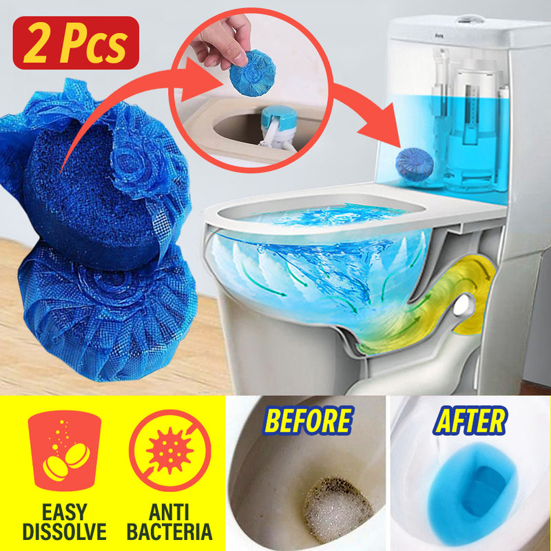 idrop [ 2pcs ] Toilet Bowl Anti bacterial Cleaning Block Detergent Tablet / Pembersih & Pembunuh Kuman Pencuci Jamban / 2个装蓝泡泡