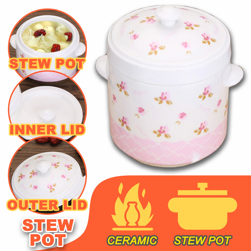 idrop 740ml Ceramic Floral Stew Pot