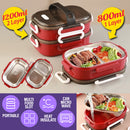 idrop [ 1 LAYER(800ml) / 2 LAYER(1200ml) ] Portable Lunch Box with Stainless Steel Multi Compartment Food Eating Tray