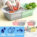 idrop Retractable Kitchen Drainage Wash Basket / Bakul Basuh Sayur dan Buah / 双层可伸缩塑料沥水蓝