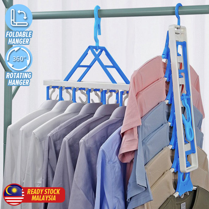 idrop [ 7 Hanger ] Multifunction Foldable Clothes Hanger / Tempat Sangkut Baju Pelbagai Guna Boleh Lipat / 7连衣架多用