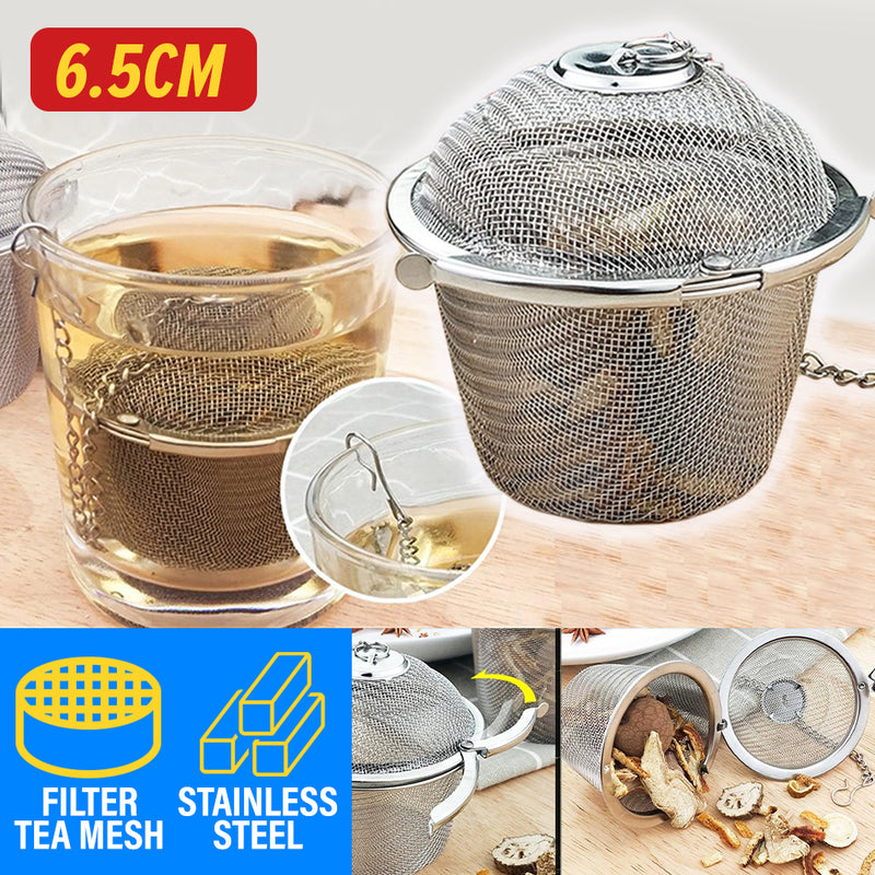 idrop [ 6.5CM ] Stainless Steel Tea Herb Mesh Netball Filter / Penapis Teh Herba / 网味球(桶型)(EASY FILTER)(铭威)